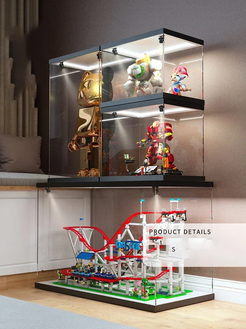

Acrylic Display Case with Light w/h Door Assemble Storage Box Organizer Dustproof Showcase for Toy/Collectibles/Figure/Lego/Car