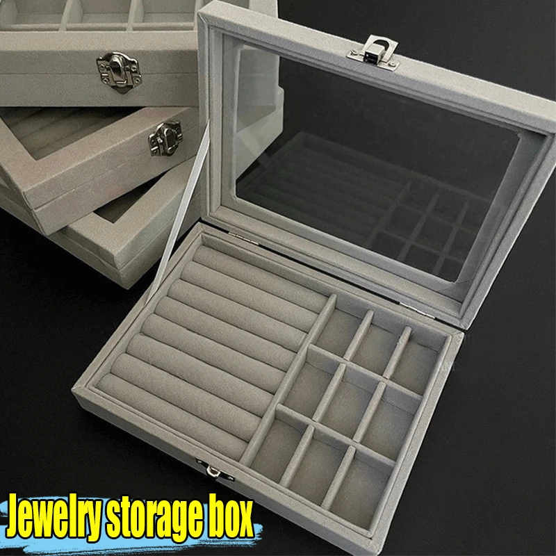 New Velvet Carrying Case Drawer Jewelry Ring Jewels Display Organizer Box Tray Holder Earring Jewelry Storage Case Pack Showcase