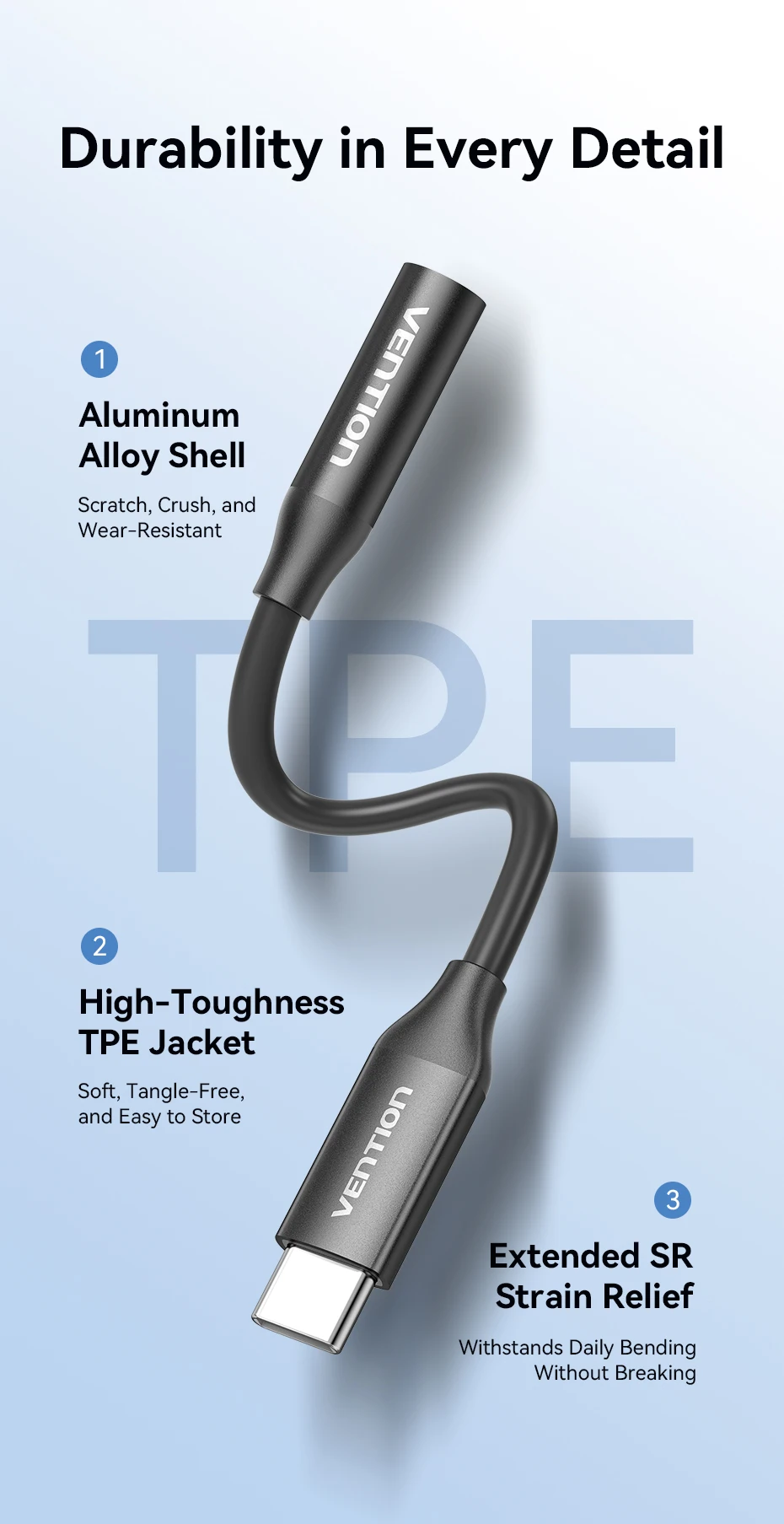 [2Pcs] Vention USB Type C to 3.5mm Jack Earphone Adapter Headphone USB C Cable Audio Adapter with DAC For iPhone 17 16 15 Xiaomi