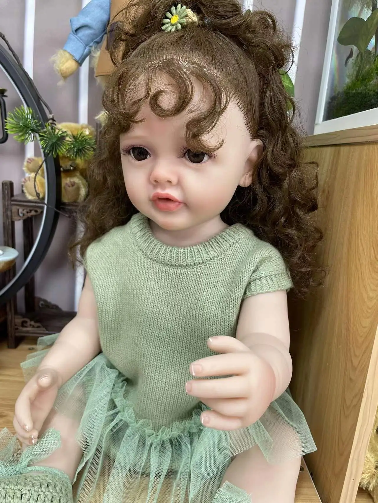 NPK 55CM Full Body Soft Silicone Lifelike Real Touch Reborn Baby Girl Betty With Little Wavy Hair Toddler Princess Doll