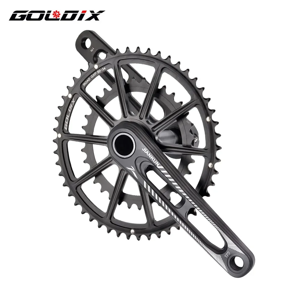 GOLDIX 165mm/170mm Ultralight Road Bike Crank for 20/22 Speed Aluminum Alloy Hollow Bicycle Crankset Double Chainring 50-34T