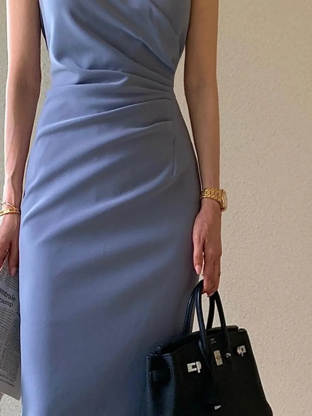 Gilet a pieghe con scollo a V incrociato da donna Dr Vita dimagrante Lunga Estate Nuovo Sle Sentimenti di fascia alta Faionable And Ele