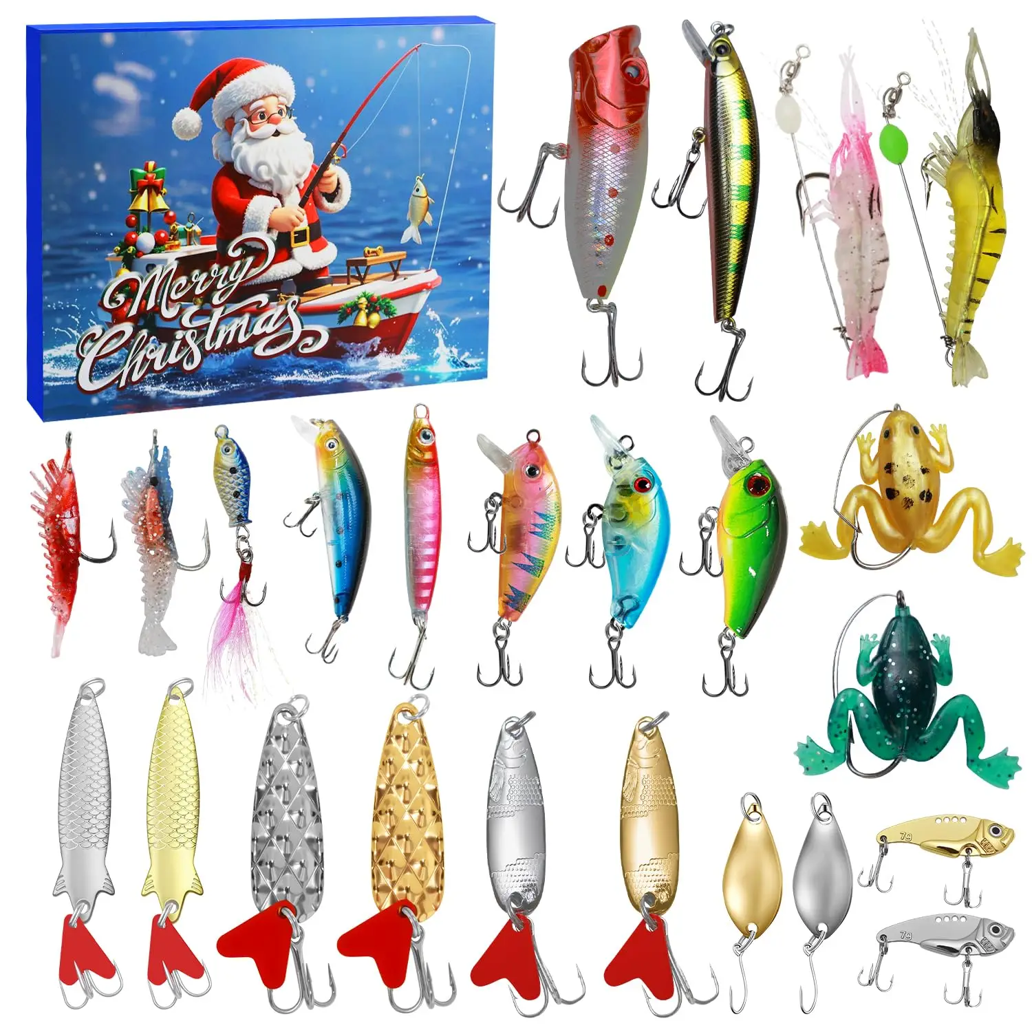 

Fishing Advent Calendar 2025 for Men 24 Days Christmas Countdown Calendar with Fishing Lures Set Unique Xmas Gifts for Boyfriend