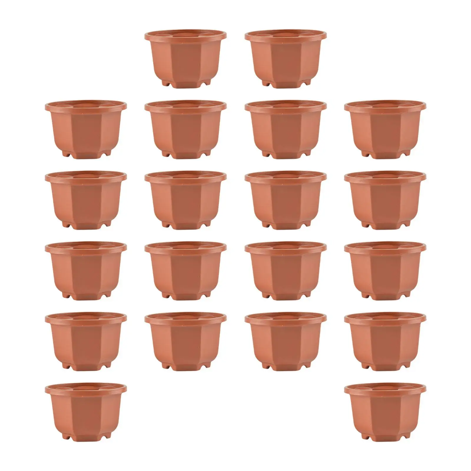 20x Flower Pots Modern Containers with Drain Holes for Shelf Balcony Desktop