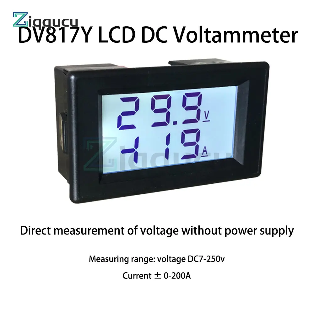 DV817Y DC7-250V Mini Digital Voltmeter Ammeter 10A Voltage Current Meter Tester Detector 0.28“ Dual LED Display Auto Car