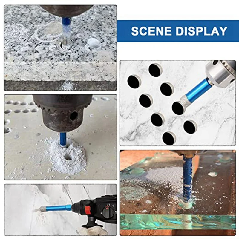 1 Set Dry Brazing Hole Opener Marble Vitrified Tile All-Ceramic Tile Glass Drill Hole Opener Glass Drill 7-Piece Diamond Drill