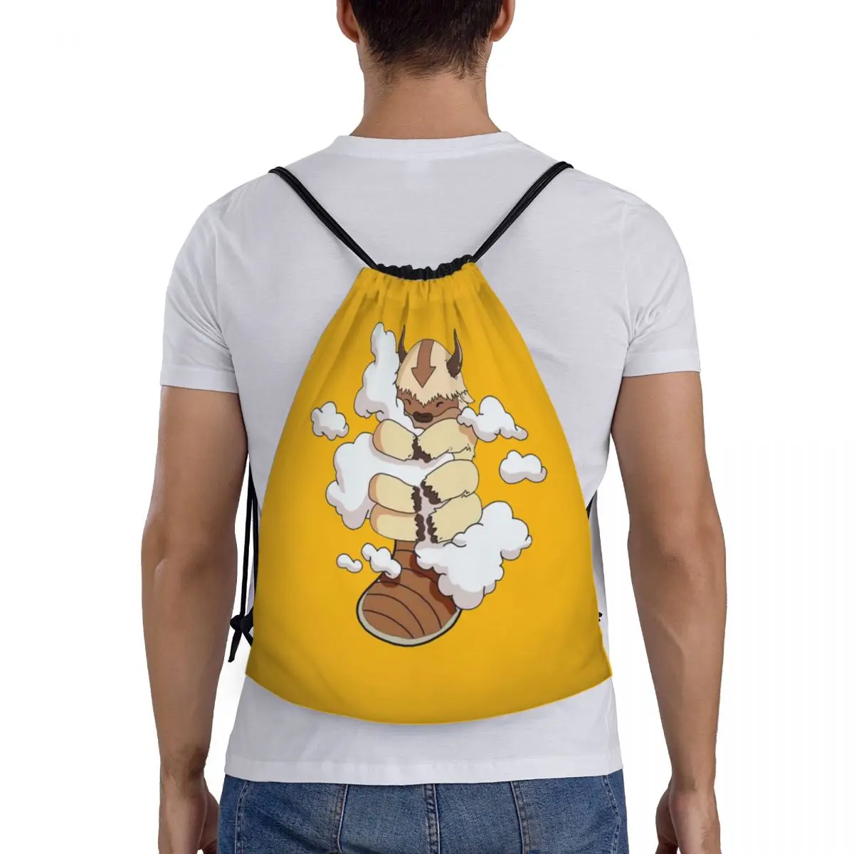 

Appa Cuddling Clouds Avatar The Last Airbender Backpacks Fashion Drawstring Bags Sports Bag Book Bags For Man Woman School