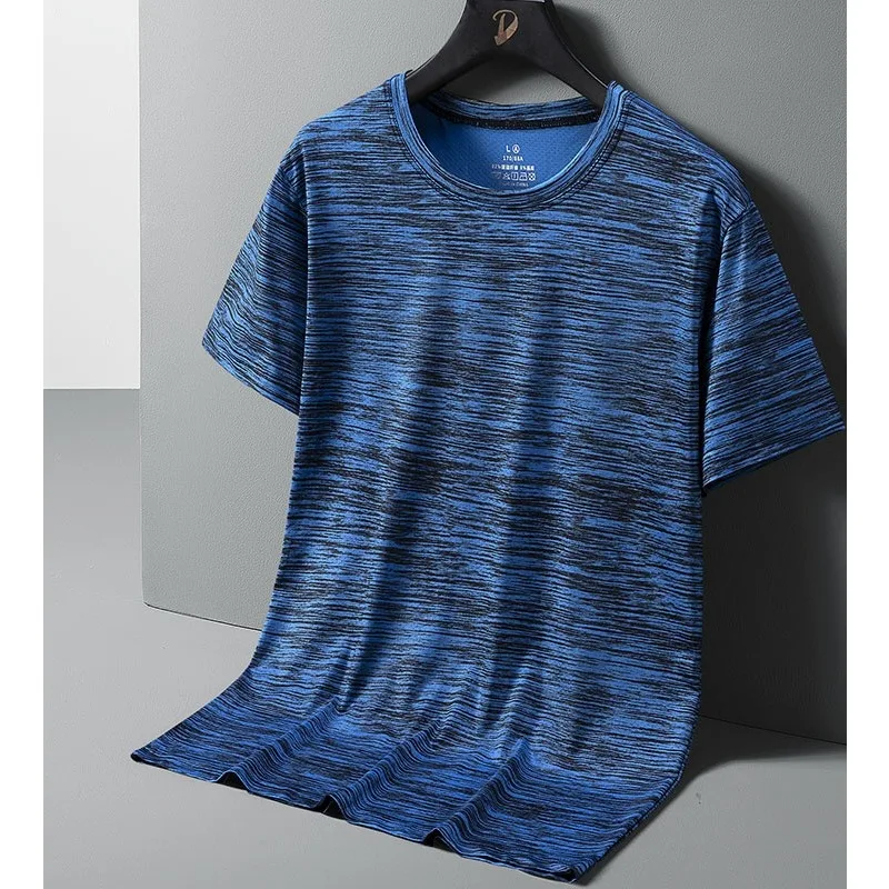 Herren Mode-Trend Eisseide Kurzarm-T-Shirt Outdoor Wandern Schweißabsorbierend Schnelltrocknend Leichtes Atmungsaktives T-Shirt