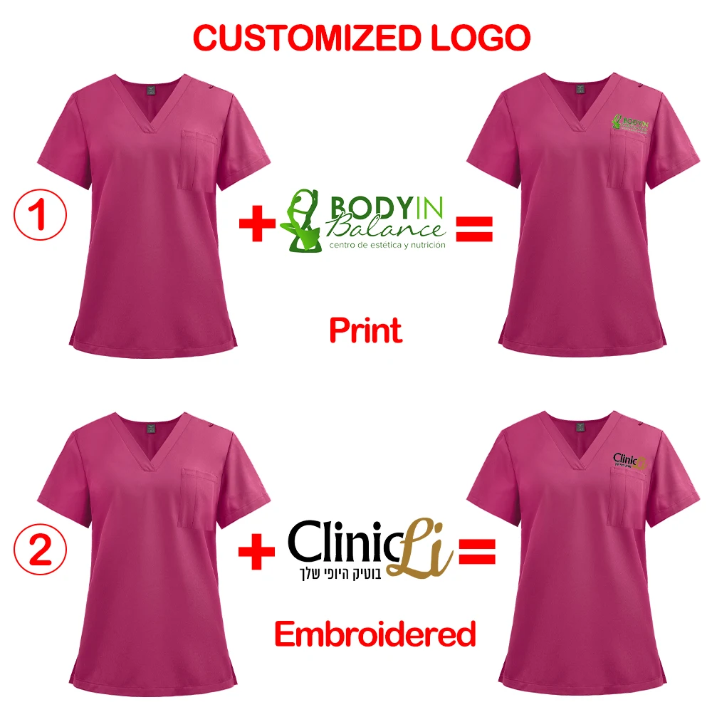 Unisex Medical Uniforms Men Women Nursing Clothes Beauty Costume Nurse Scrubs Top Doctor Dentist Workwear Clinical Shirt Blouse view 2