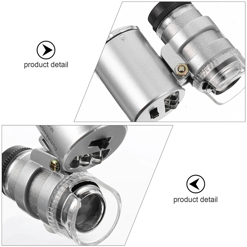 

2pcs Mini 60X Microscope Led Magnifying Tool For Jewelry Currency Detection Portable Pocket Magnifier Banknote Device