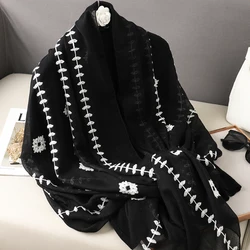 Luxury Brand Autumn Cotton Pashmina Shawl Lady Wrap Warm Hijab Scarves Design Print Female Foulard Beach Stoles Scarf 2023