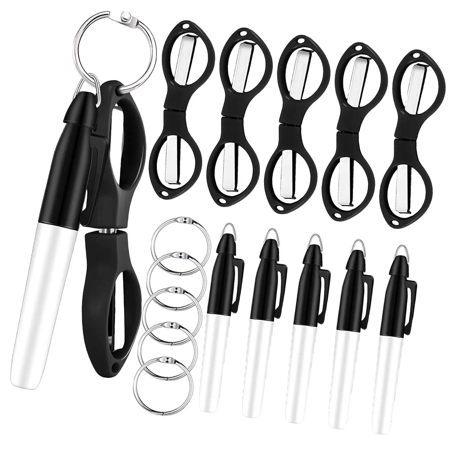 15-piece-nurse-work-supplies-set-mini-pen-scissors-permanent-markers-foldable-keychain-storage-for-medical-staff