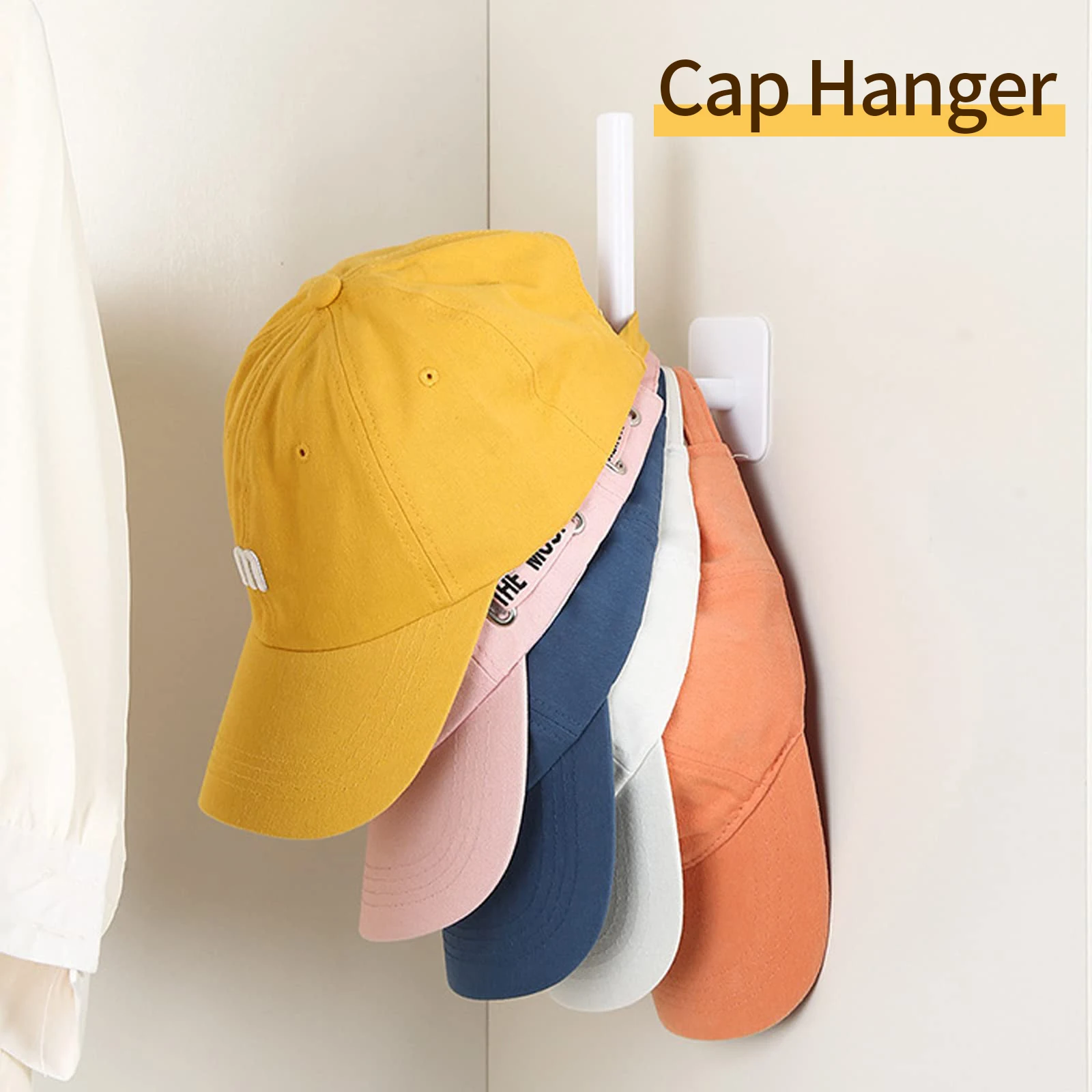 3 PCS Hat Rack for Baseball Caps Adhesive Hat Hooks for Wall Cap Hanger Storage Cap Organizer No Drilling Hat Holder Door Closet