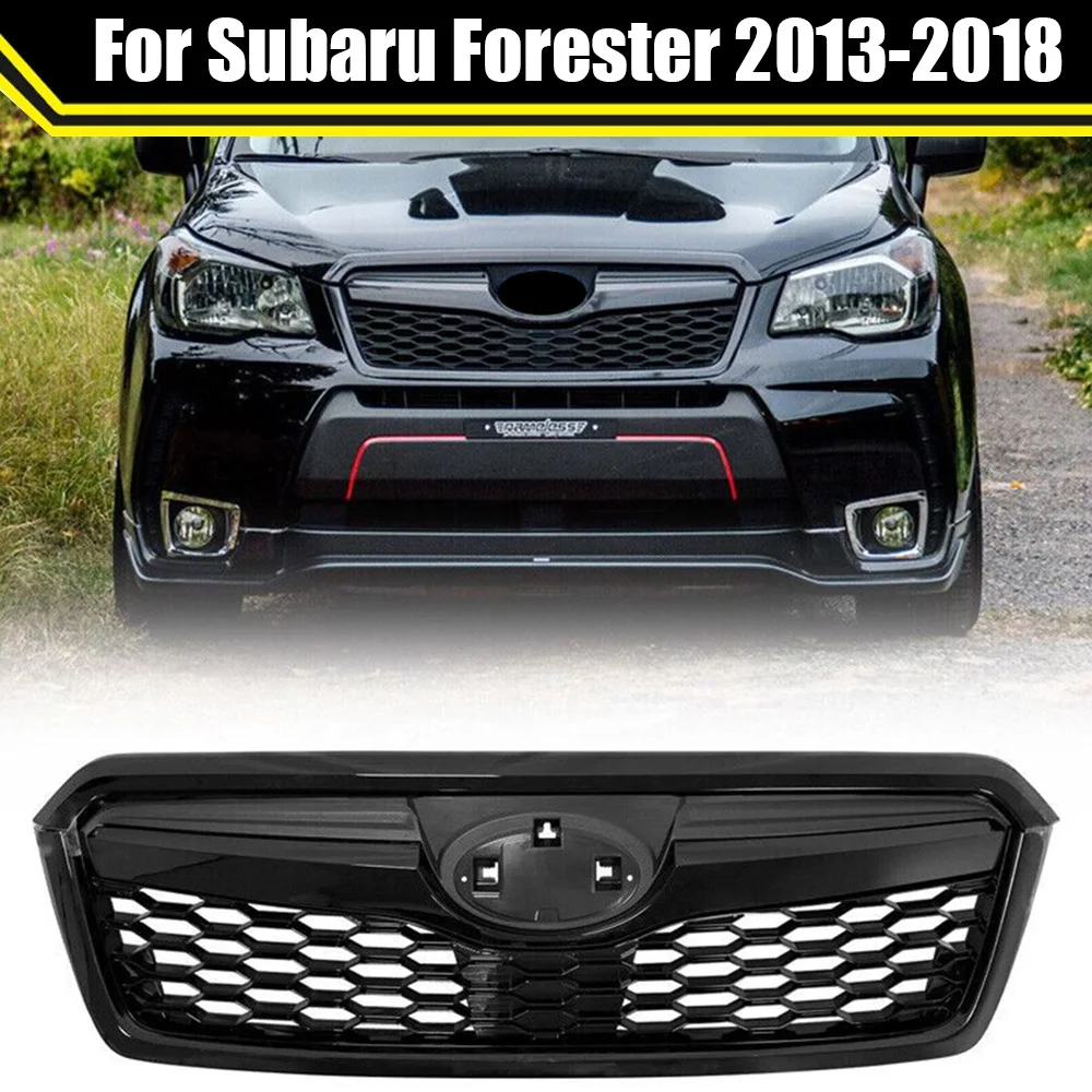 

Gloss Black ABS Sti Style Front Grill Mesh Kit For Subaru Forester 2013-2018 Upper Bumper Grille Racing Grills