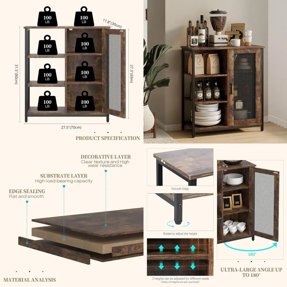 

Compact Storage Bar Cabinet, 27.5 Mini Kitchen Bar Table, Stylish Bar Cabinet for Tea or Dining, Sideboard Cabinet for Coffee an