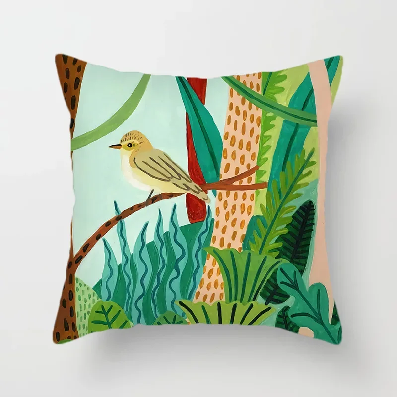 Animal Forest Throw Pillows Cushion Cover Tropical Palm Plant Flower Bohemian pillow Decorative Pillowcase for sofa Pillowcover