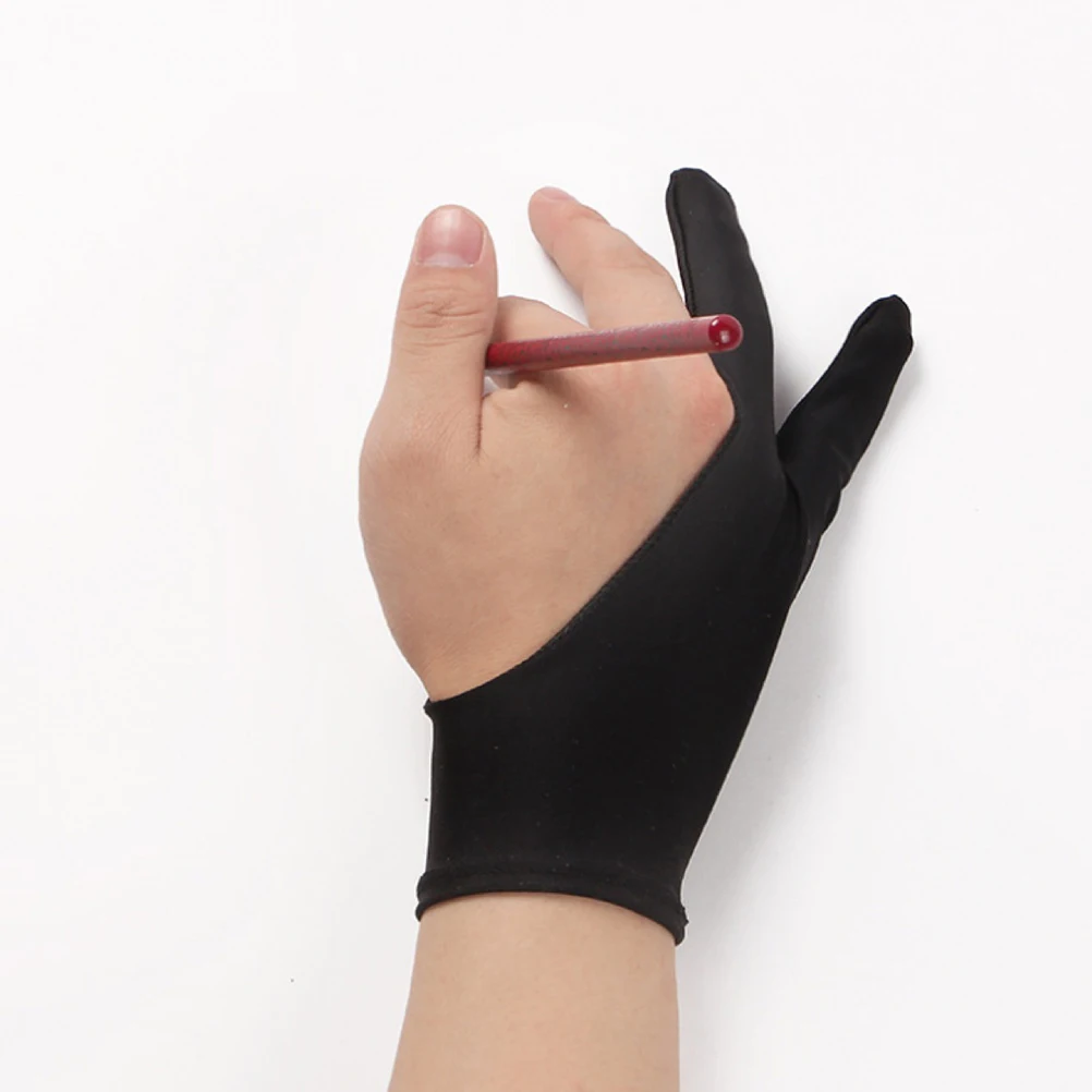 

6Pcs Two Finger Gloves Breathable Comfortable Double Layer Fabric Design Tablet Drawing Artist Sketching Inking