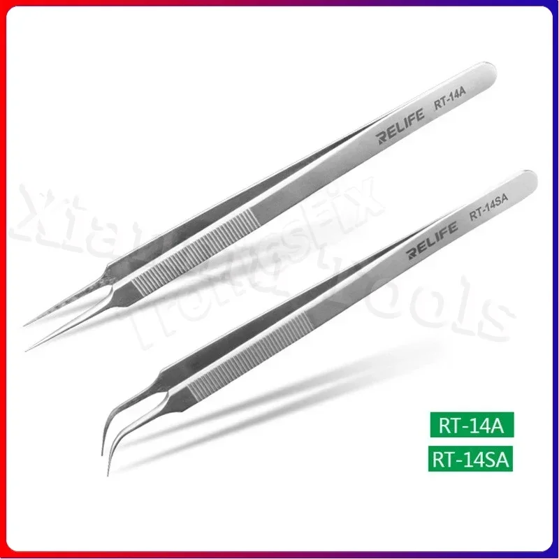 RELIFE RT-14A RT-14SA Прецизионные пинцеты для ремонта мобильных телефонов Антистатические противоскользящие зажимы Высокопрочные тонкие наконечники Инструменты для сбора