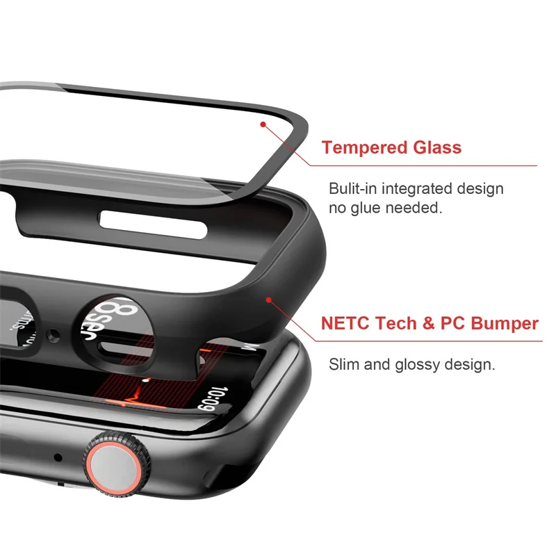 Vidro temperado + capa para apple watch acessórios 45mm 41mm 44mm 40-42mm protetor de tela caixa de relógio inteligente série 9 8 7 4 5 6 se