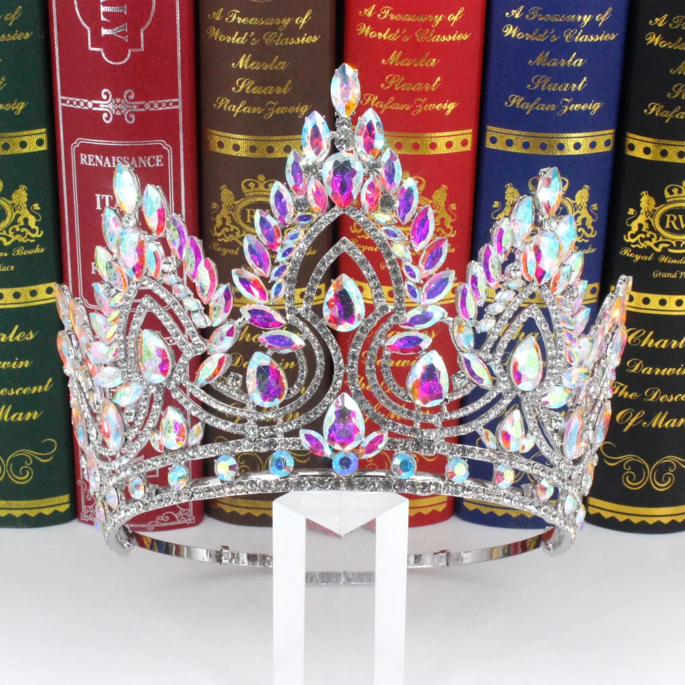 Luxury Big Miss Universe Round Crowns Forest Crystal Rhinestone Wedding Tiaras Bridal Hair Accessories Diadem Wedding Headpiece