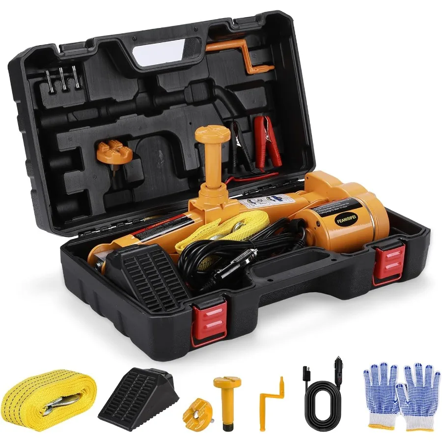 

3 Ton 12V Automatic Scissor Lift Jack Kit Portable Floor Jack for Sedan SUV Truck Tire Change with LED Light Ideal for Home Gar