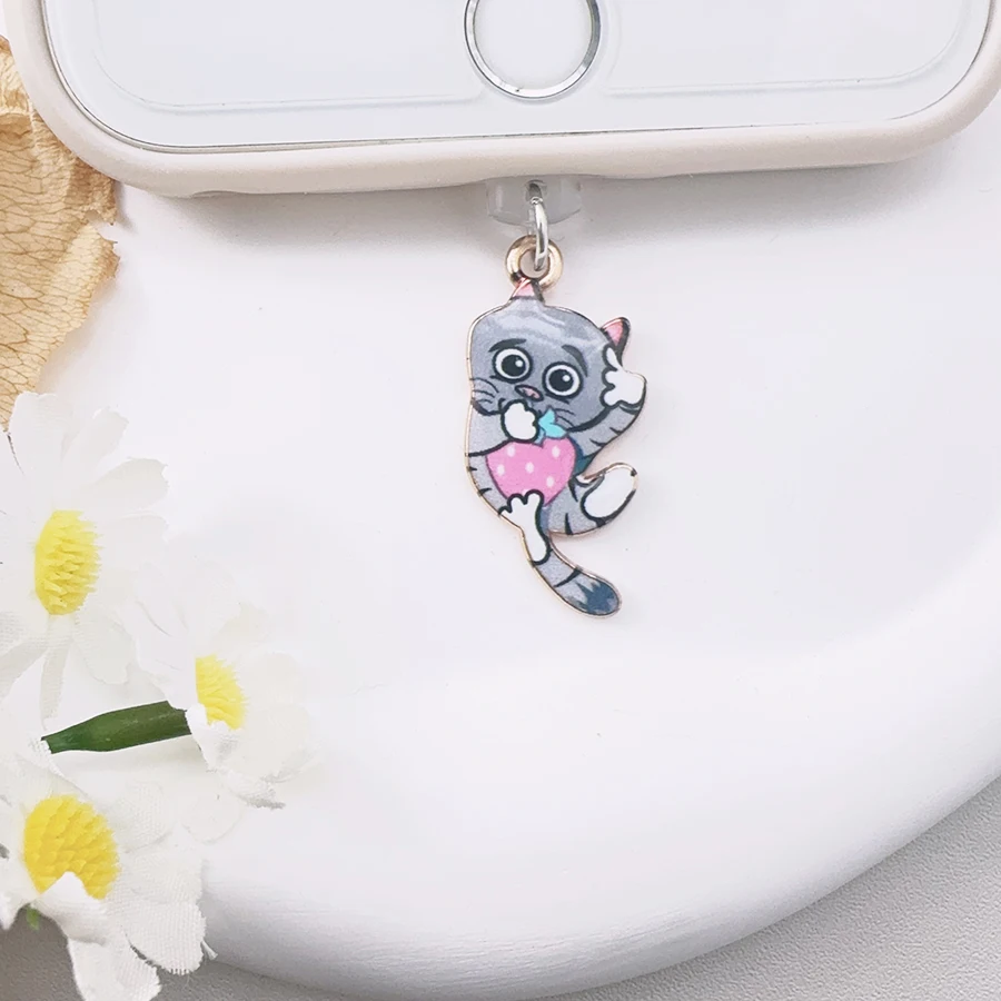 Mobile Phone Dust Plug Cute Cat Mouth Covering Alloy Pendant Accessory Dust Plug Charging Port Plug