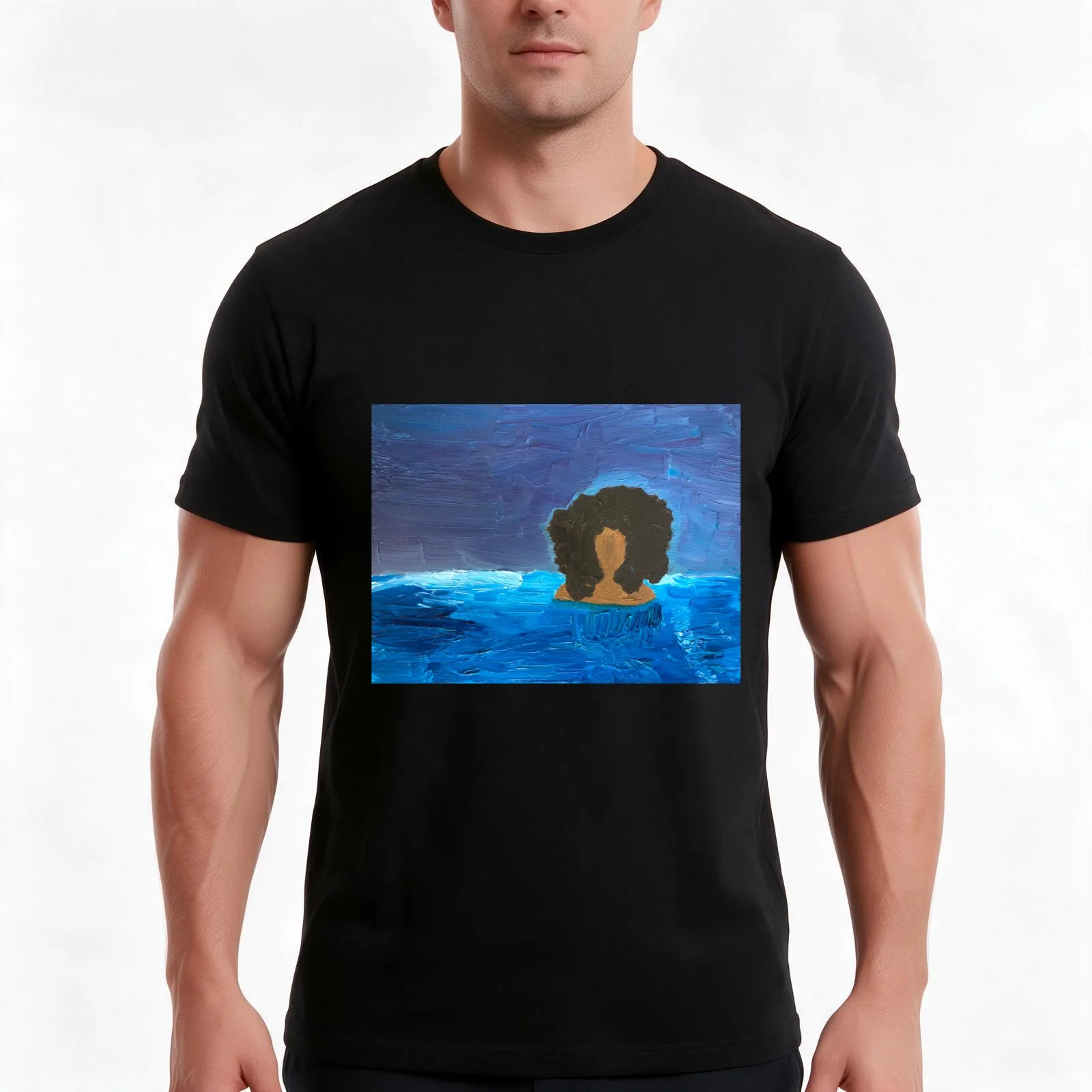 wading in moonlight T-Shirt Summer Casual Cotton Tee Oversized Streetwear Tops Vintage Graphic Print Loose Fit Short Sleeve