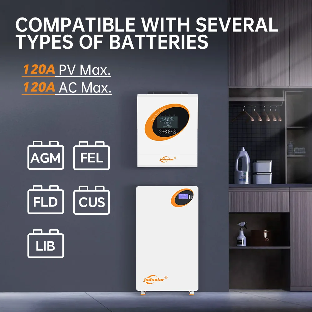 New jsdsolar 6.5KW 48V Hybrid Solar Silent Inverters 230VAC On/Off Grid Pure Sine Wave Wifi Monitor MPPT 120A PV 9000W For Home view 3