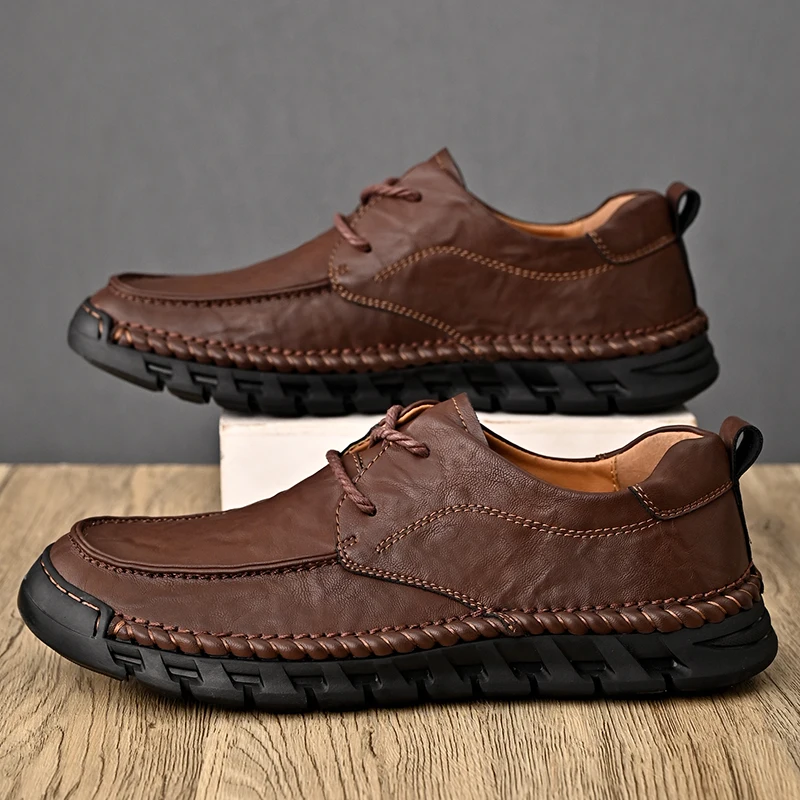

Men Autumn New Durable Sole Soft Sole Hand Sewn Lightweight Comfortable Height Increasing Fashionable Casual Shoes