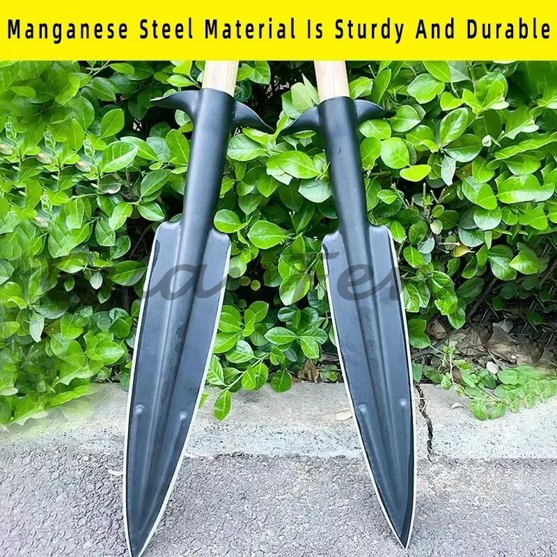 Manganese Steel Spear Head Pointed Shovel, Long Cutting Edge Spear Shovel for Outdoor Mountain Digging and Chopping