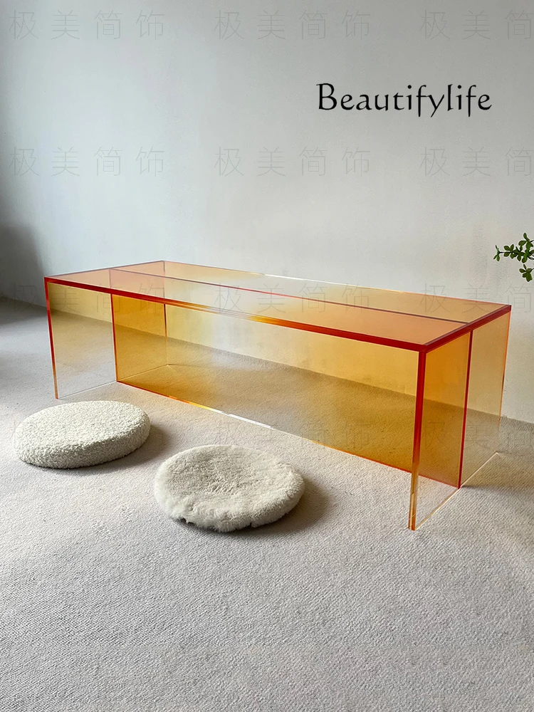 American Gradient Tea Table Living Room Simple Transparent Long Table Acrylic Hotel Tea Room Table