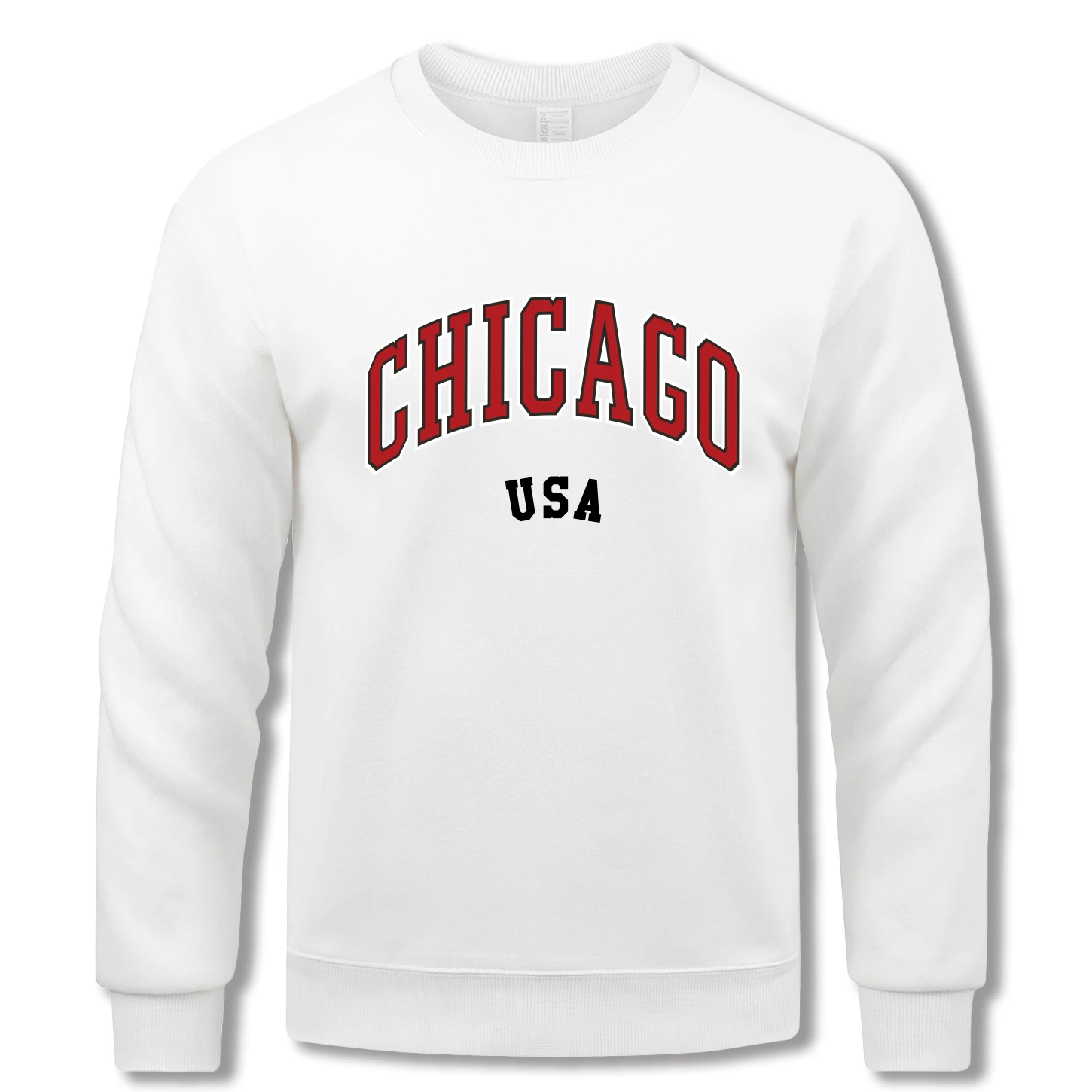 Chicago USA Druck Sweatshirt Für Männer Herbst Warme Pullover Lose Vintage Mode Langarm Unisex Oansatz Fleece Kleidung