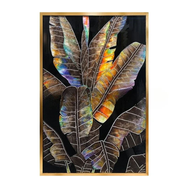 Handmade enamel decorative painting framed living room entrance hanging painting light luxury inlay