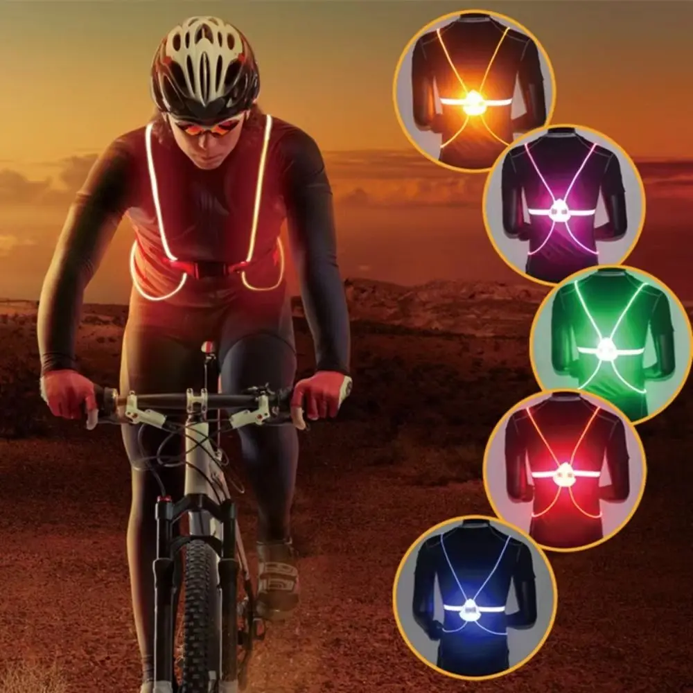 Rechargeable Cycling Vest Light Safety Lamp Reflection Night Running Light Cloth Warning Lights Outdoor Exercise Light Night Run