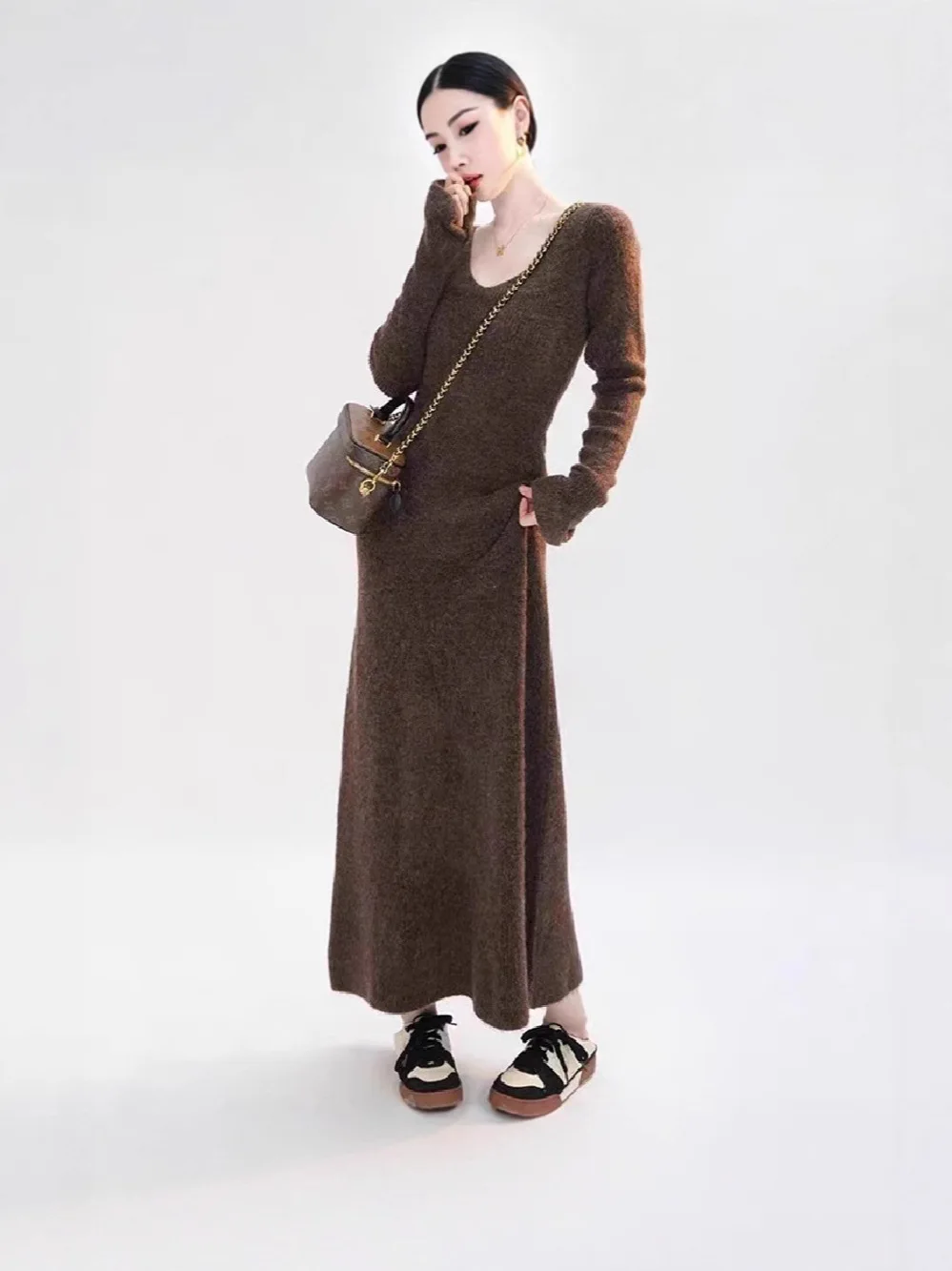 

Knee Length Pullover Leopard Sweaters Jumpers Women Chic Oversized Party School Teengirl Moda Asymmetrical Knits Appliques Girls