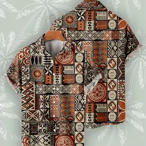 البوهيمي الرجال الرجعية قمصان قصيرة الأكمام 3D الطباعة القبيلة الأفريقية هاواي الشاطئ عارضة بلايز اجتماعية كبيرة 2023 أفضل 8 قمصان رجالية أفريقية مبيعا - رقم 4