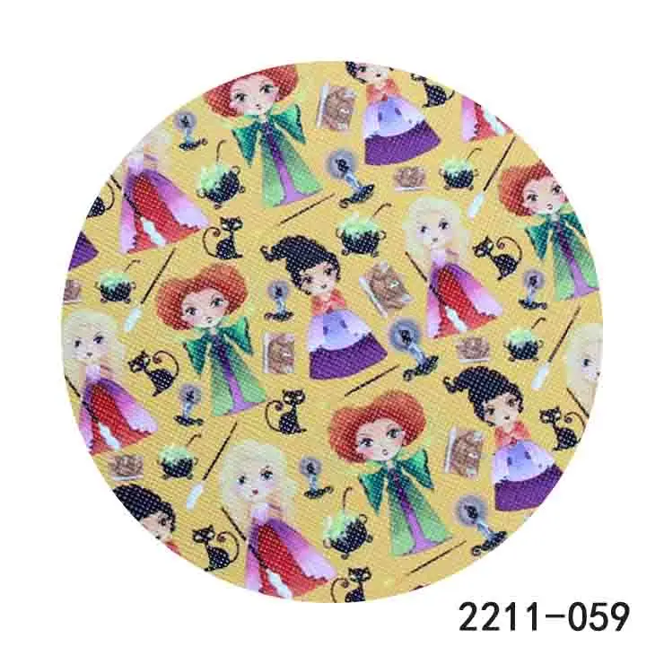 Disney Halloween Faux Leather Hocus Pocus Stitch Mickey Princess Cartoon Fabric 30X136cm for DIY Hairbows Craft Materials