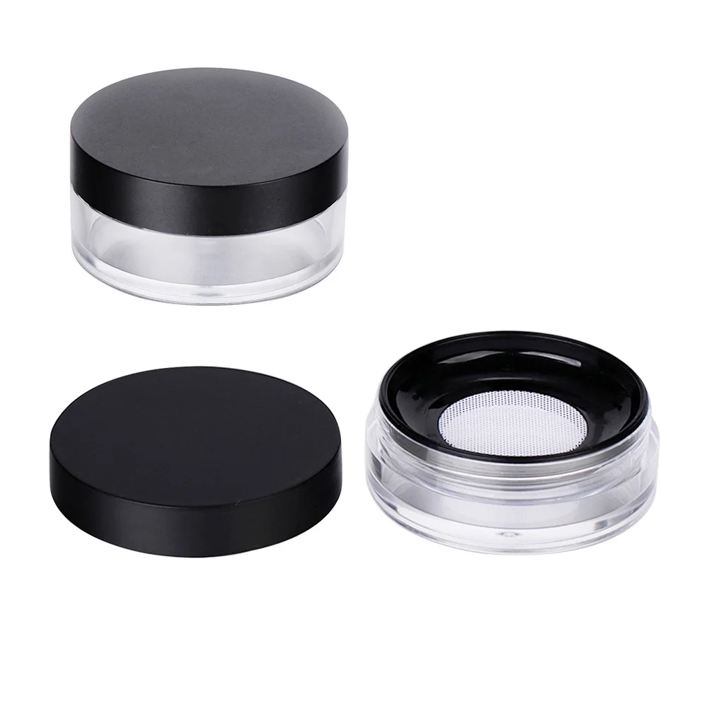 

2pcs Portable Powder Plastic Box Empty Case Makeup Container Ideal Travel Outdoor High Quality Sealing No Leakage Elastic Mesh