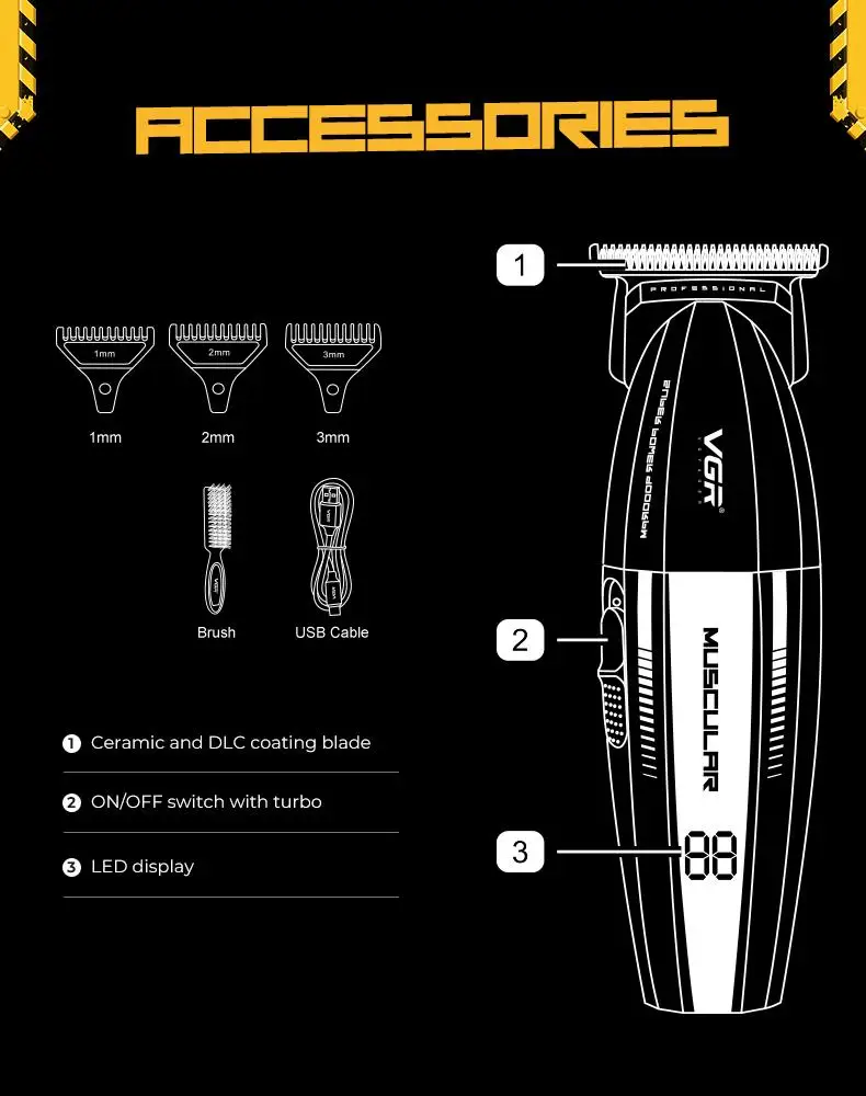 VGR Haarschneider Professionell Haarschneidemaschine Elektrisch Haarschneidemaschinen Kabellos Friseur Haarschnitt Wiederaufladbar Trimmer für Männer V-285 – Detail 11