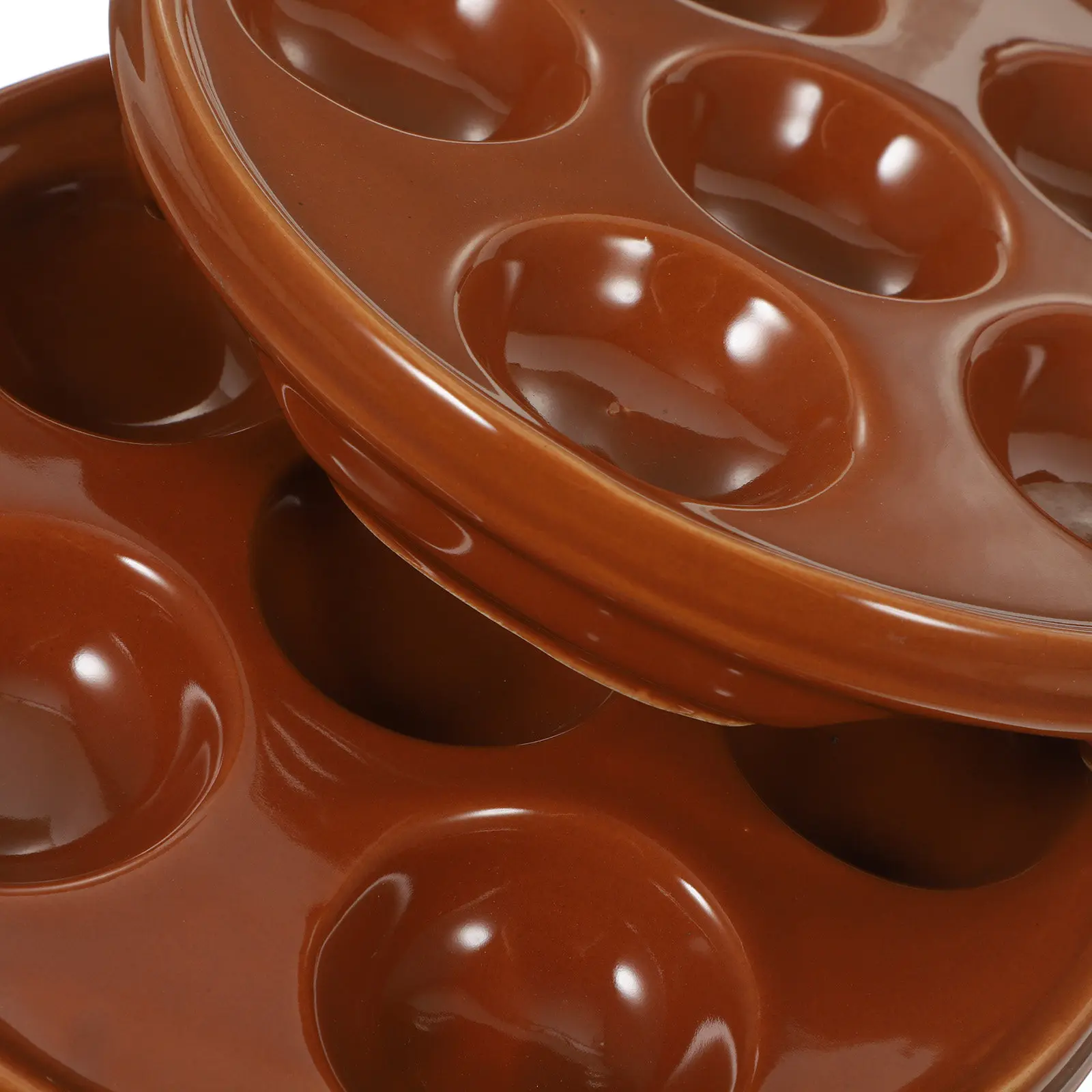 

2Pcs Round Escargot Plate Premium Ceramic Baking Pan 6 Hole for Snails Conch Grill Cooking Tool Household Tableware Portable