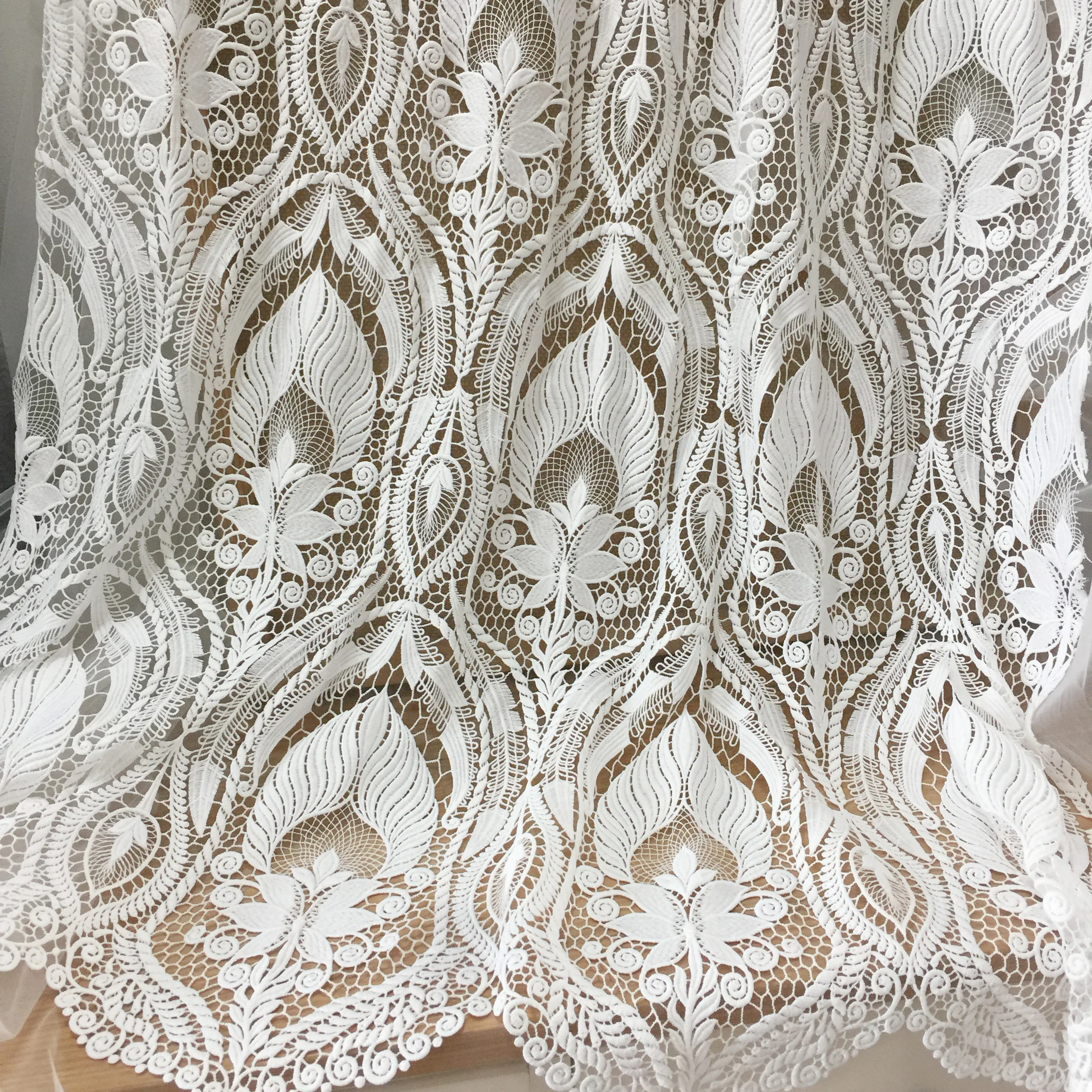 Hohler Spitzenstoff aus Milchseide, Stoff für Brauthochzeitskleid, DIY-Zubehör, Weiß, RS4015 – Detail 6