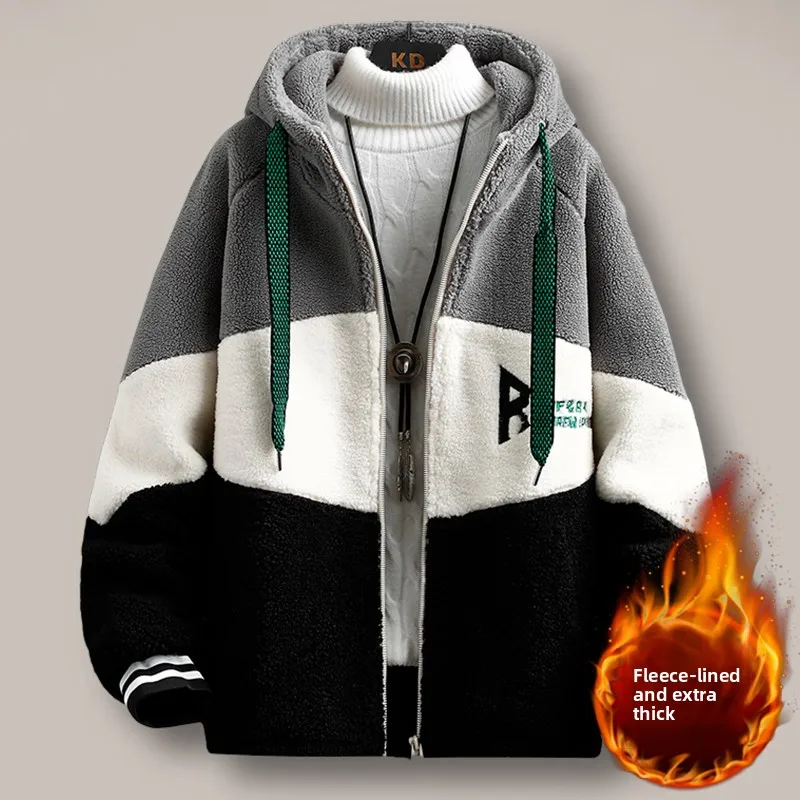 

Мужская куртка из овечьей шерсти, осенне-зимняя, новая, из хлопкового вельвета, модная, брендовая, молодежная, студенческая, из полиэфирного волокна