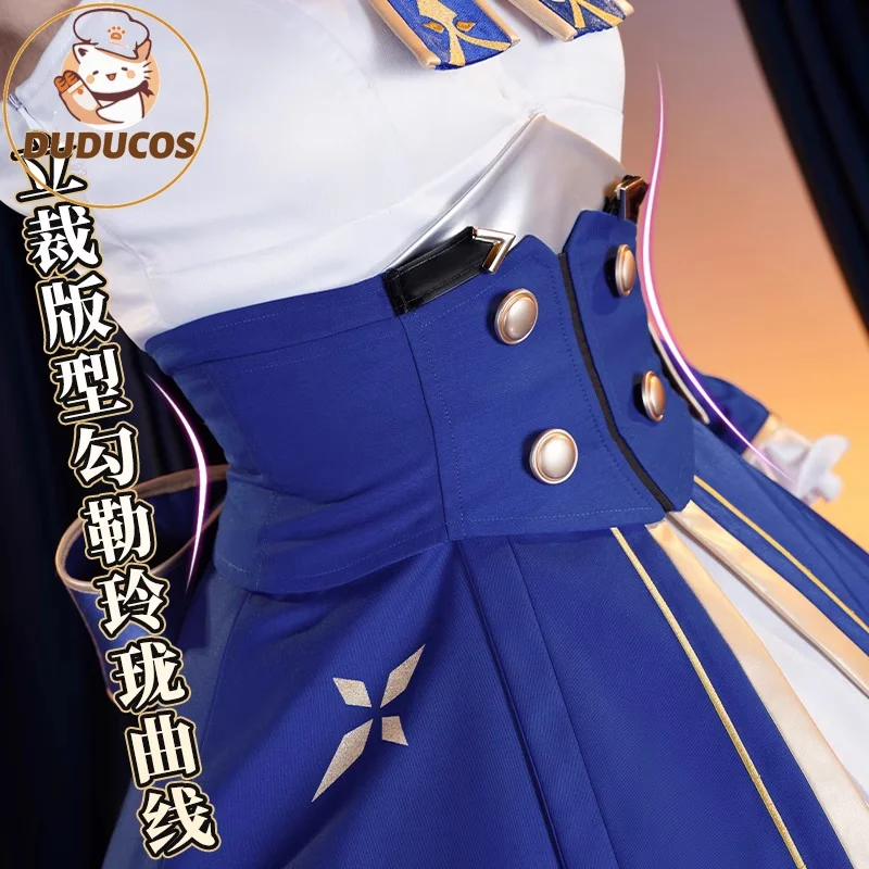 أزياء صابر التأثيرية لعبة هونكاي: ستار ريل × مصير البقاء ليلة [S-2XL] فستان نسائي أزرق من DUDU-SR زي سيبر مقاس كبير من DokiD