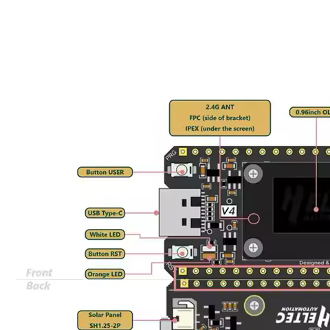 WiFi LoRa 32 V4 Development Board ESP32-S3R2 with 0.96 Inch OLED Screen Low Power IoT Board Type C Interface Solar Charging