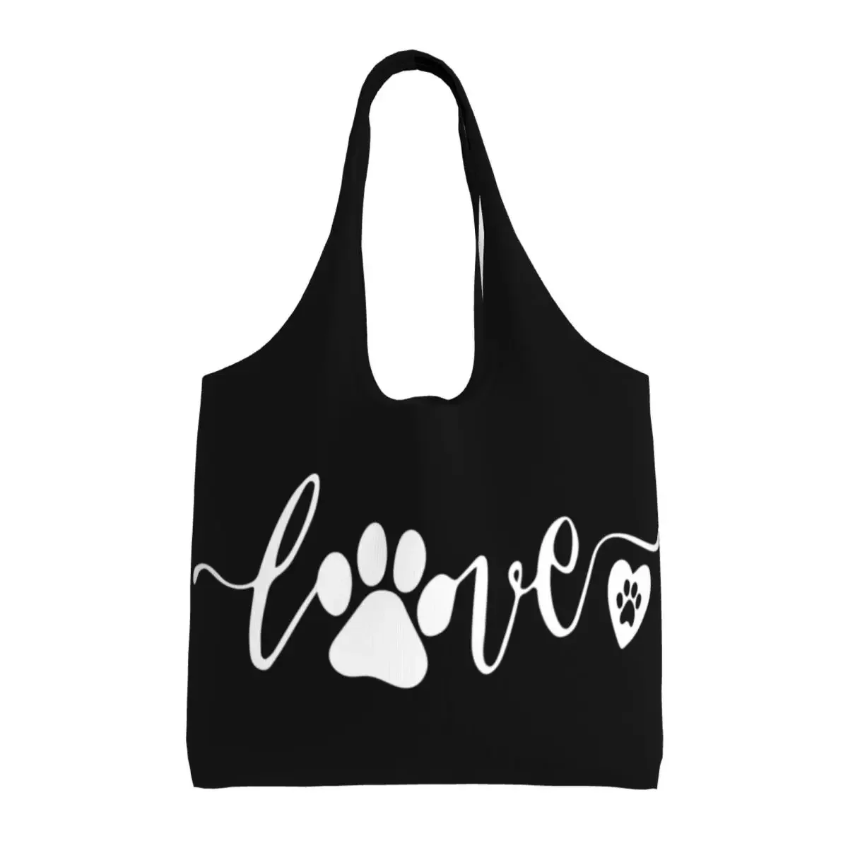 Love Paw For Dog Pet Lover Funny Graphic Groceries Shopping Bags Canvas Shopper Tote Shoulder Bags Capacity Durable Handbag Gift