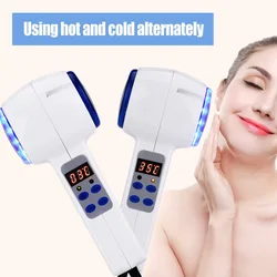 Hot and Cold Double Heads Hammer Massage Instrument Anti-Wrinkle Skin Tighten Lifting Blue Light Facial Beauty Massager Device