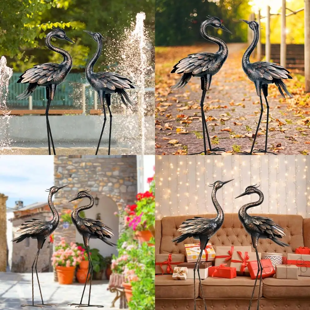 

Бронзовая садовая статуя журавля - искусство наружного двора для украшения патио, заднего двора и газона