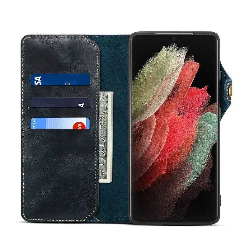 Luxury Genuine Leather Business Case for Samsung S24 S23 S22 S21 S20 Note 20 Note10 Plus Ultra S24Plus Shockproof Wallet Cover