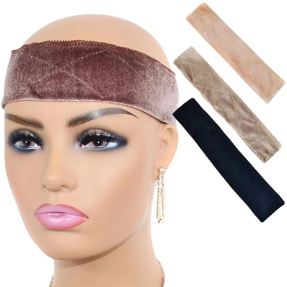 ベルベットヘアタイセット - 快適で通気性のある滑り止めバンド、ヘッドピースの固定に適しています - ヘッドピーススタンドとしても使用可能