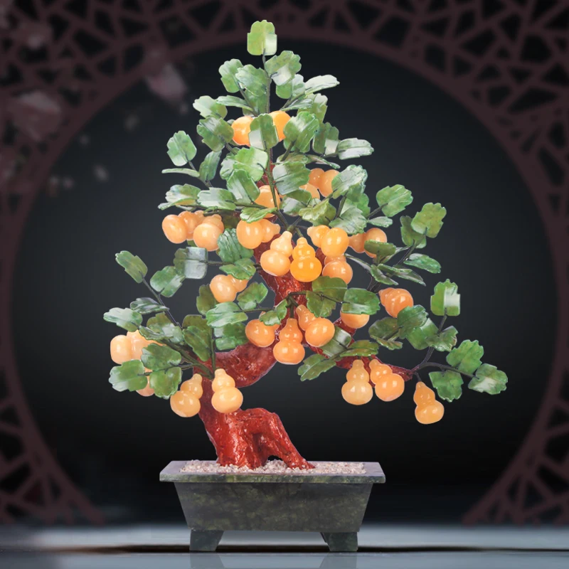 Natural Topaz Gourd Ornaments Living Room and Home Decorations Jade Desktop Living Room Decorations Bonsai Decoration